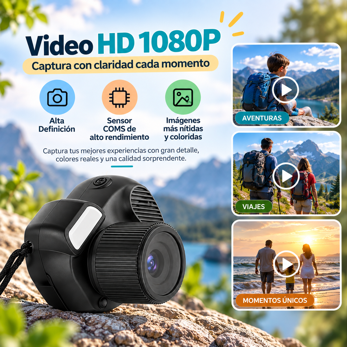 Mini Cámara 1080P con Pantalla 0,96”