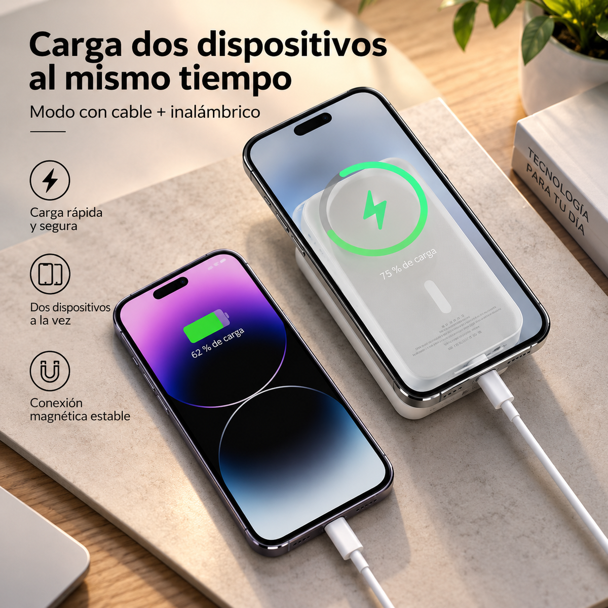 Batería Externa Magnética 5000 mAh – Carga Inalámbrica