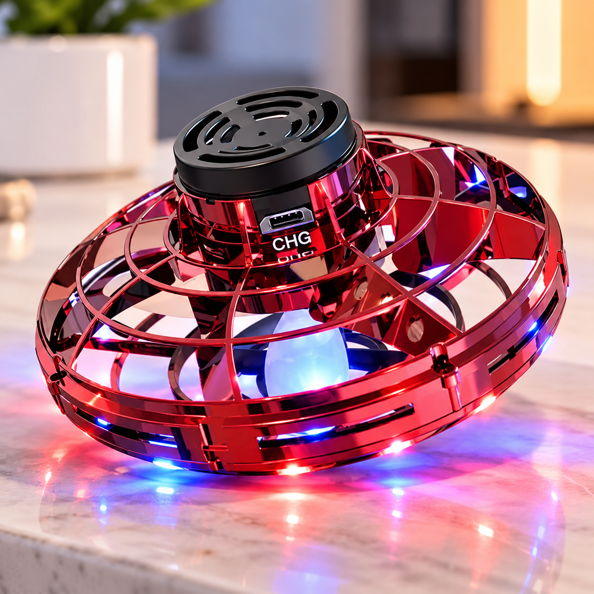 Mini OVNI Volador con Luces LED y Carga USB