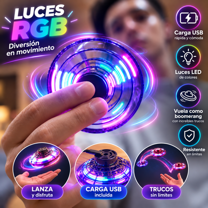 Mini OVNI Volador con Luces LED y Carga USB