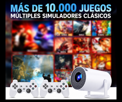 Proyector 2 en 1 con Videojuegos, Android 11 y 2 Mandos