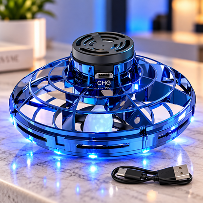 Mini OVNI Volador con Luces LED y Carga USB