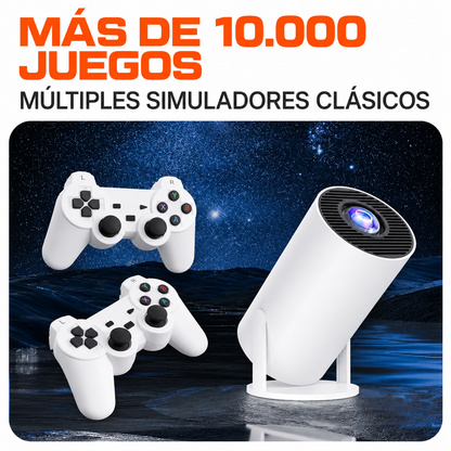 Proyector 2 en 1 con Videojuegos, Android 11 y 2 Mandos